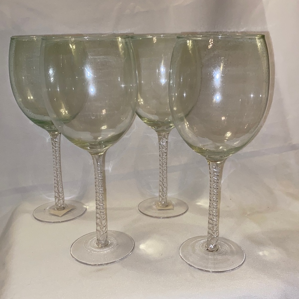 4 Large Blown Wine Glasses